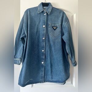 Prada Oversized Denim Shirt; Size IT36